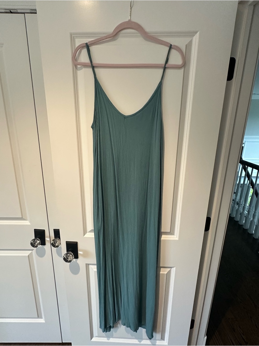 Promesa Teal Slip Maxi Dress with Spaghetti Straps